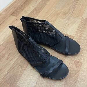 Black Mesh Open-Toe Sandals